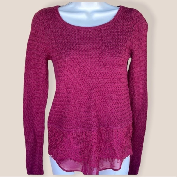 Lucky Brand Sweater Lace Bottom sheer Size XS y2k - Picture 1 of 12